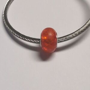 Orange‎ "Crushed Glass" Charm for Pandora Style Bracelet